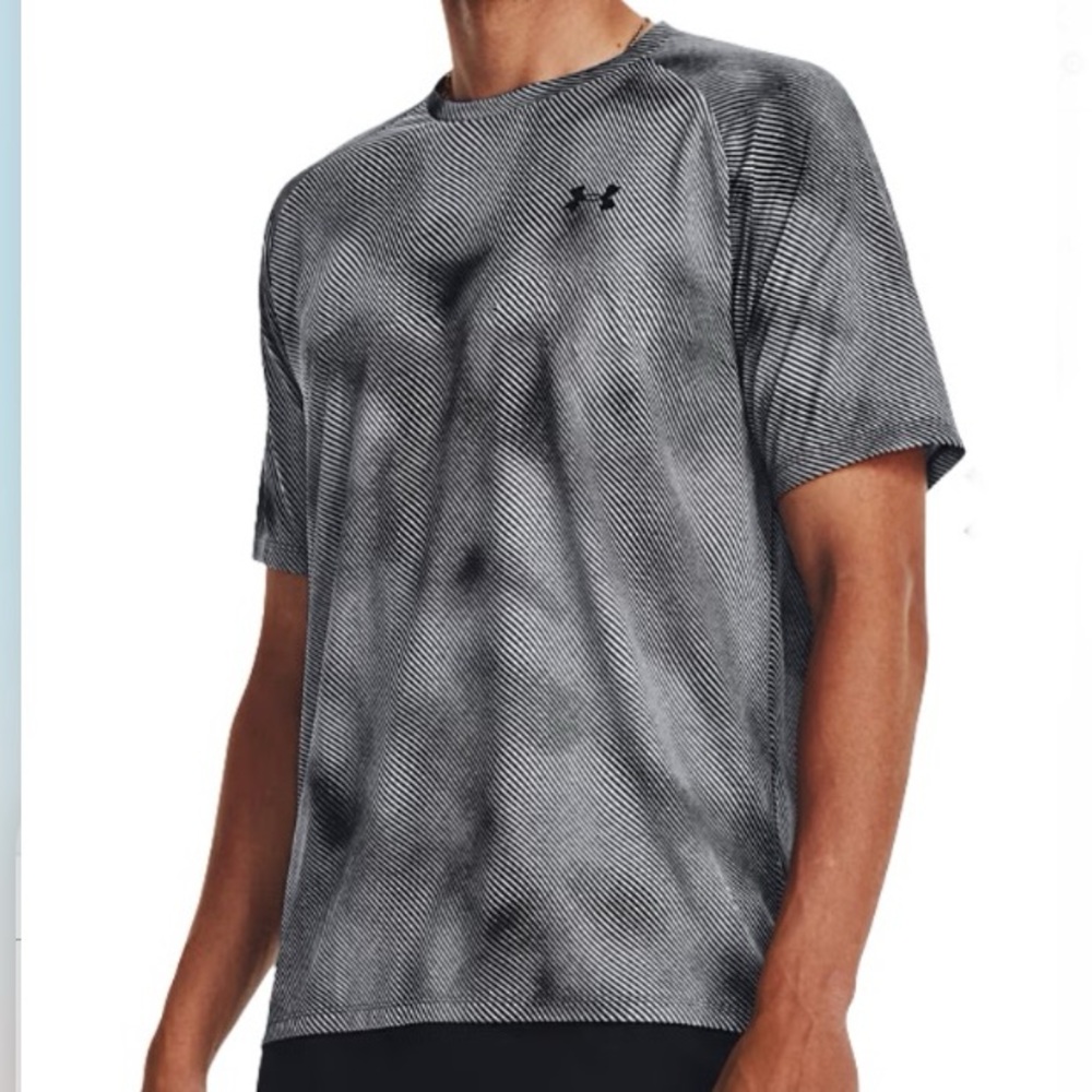 Men's Under Armour Tech 2.0 Lino Print Short Sleeve Tee- Pitch Gray